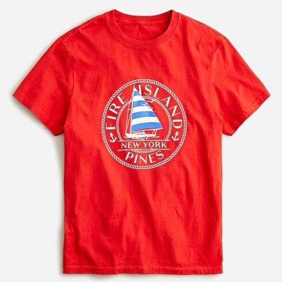 J crew made in the USA fire island pines graphic tee shirt red - Picture 1 of 3